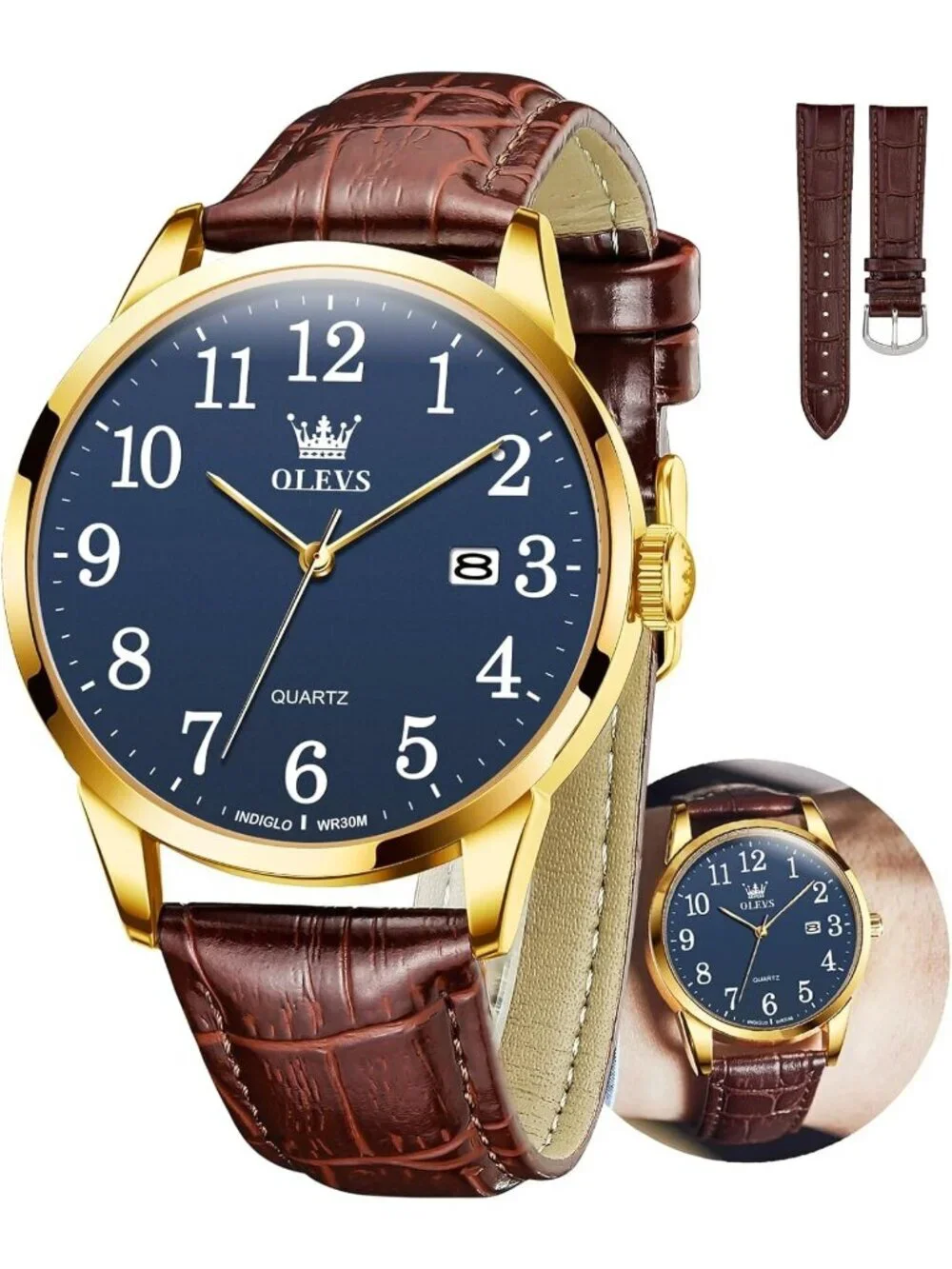Men Brown And Gold Analog Stainless Steel Roman Numbers Waterproof Classic Watch